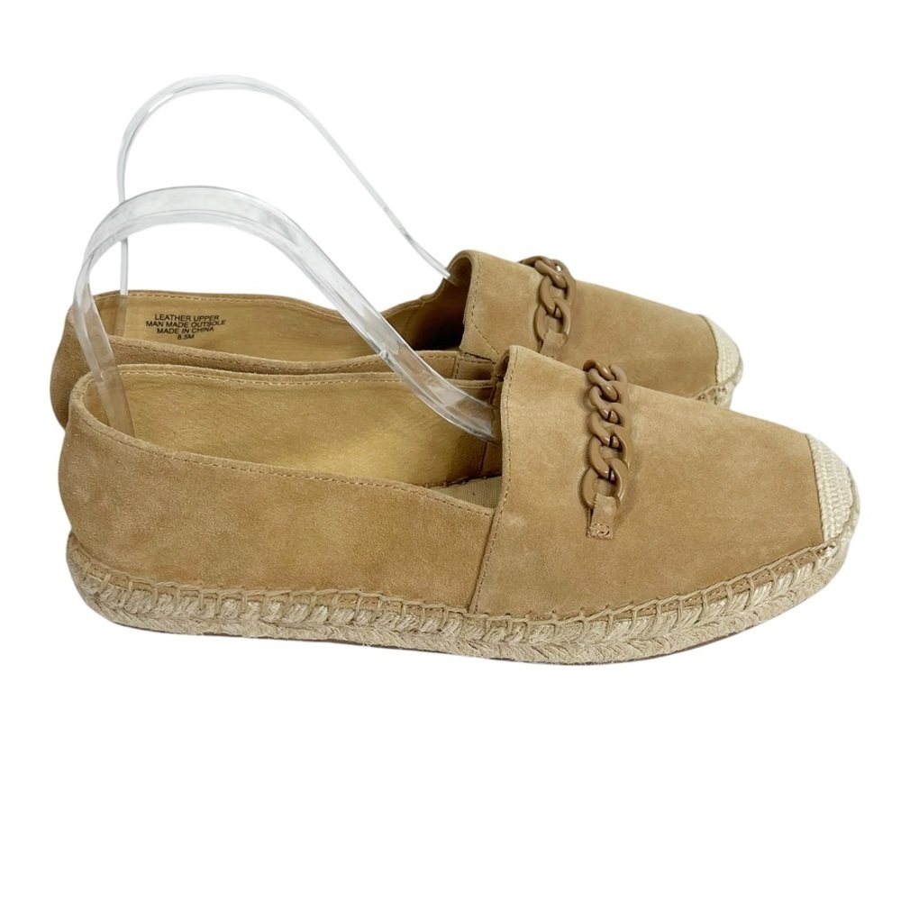 TALBOTS Tan Suede Espadrille with Chain Detail Size 8.5